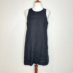 J. CREW 100% Linen A-line Mini Dress SM Dk Navy Blue Sleeveless Lined Summer